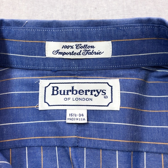 VTG Burberry Blue Multicolor Stripe Shirt 15.5 34 - Picture 6 of 8